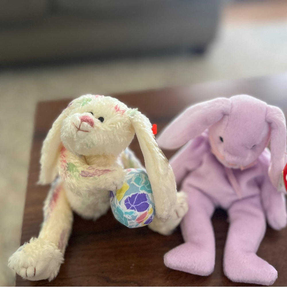 Pair of Ty Stuffed Bunnies. Floppity and Georgia.